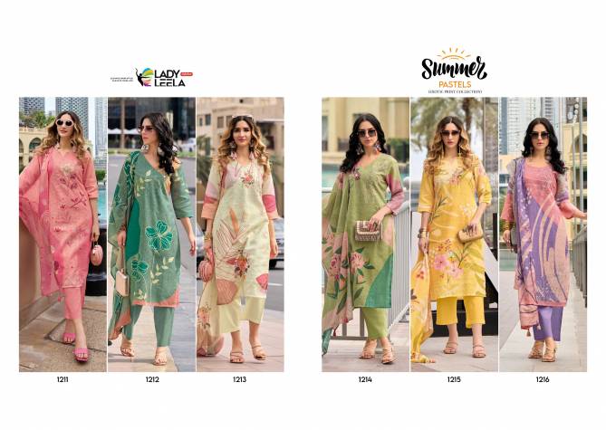 Summer Pastels By Lady Leela Linen Handwork Designer Kurti With Bottom Dupatta Wholesale Price In Surat